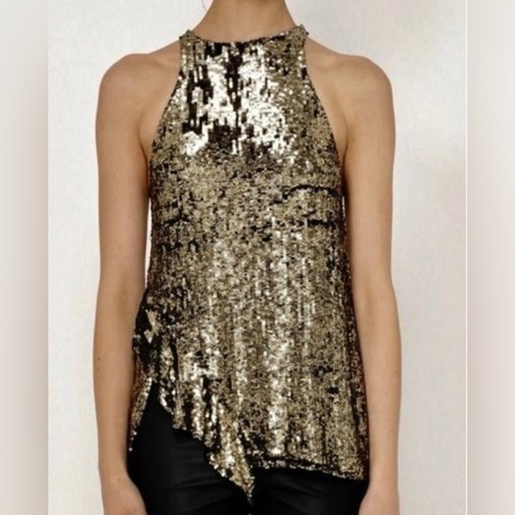 3.1 Phillip Lim Gold Sequin and Silk Top-Size XS Limited Time Closet Clearance - Picture 1 of 5